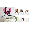 Merical Valentine My Love Old and Animals Switch Board Wall Sticker for Living Room, Hall, Bedroom (Material: PVC Vinyl)