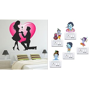 merical valentine my love old and krishna switch board wall sticker for living room hall bedroom material pvc vinyl