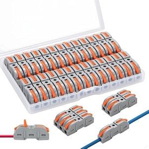wire connectors electrical 24pcs red copper conductor wire jointer with polycarbonate material for electrical wire 28-11 awg 11 inline terminal connector
