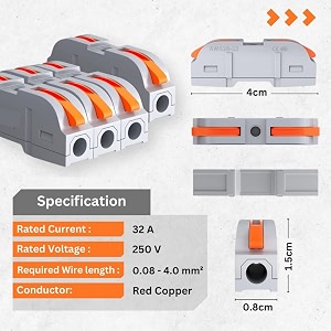 wire connector 18pcs universal connection terminals circuit inline splices electric connectors spl-1 clamp with actuation lever 4 mm conductor clamp quick amp freely assemble