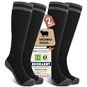 Merino Wool Compression Socks for Women Men (2/3 Pairs) Knee High Winter Thermal Thick Warm for Nurse Pregnant Travel
