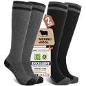 Merino Wool Compression Socks for Women Men (2/3 Pairs) Knee High Winter Thermal Thick Warm for Nurse Pregnant Travel