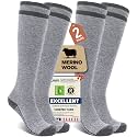 Merino Wool Compression Socks for Women Men (2/3 Pairs) Knee High Winter Thermal Thick Warm for Nurse Pregnant Travel