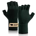 Merino Wool Fingerless Gloves for Men Women Half Finger Gloves Thermal Soft Knit Liner for Hunting Fishing Hiking