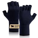 Merino Wool Fingerless Gloves for Men Women Half Finger Gloves Thermal Soft Knit Liner for Hunting Fishing Hiking