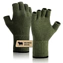 Merino Wool Fingerless Gloves for Men Women Half Finger Gloves Thermal Soft Knit Liner for Hunting Fishing Hiking