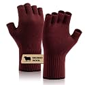 Merino Wool Fingerless Gloves for Men Women Half Finger Gloves Thermal Soft Knit Liner for Hunting Fishing Hiking