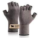Merino Wool Fingerless Gloves for Men Women Half Finger Gloves Thermal Soft Knit Liner for Hunting Fishing Hiking