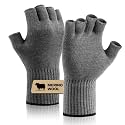 Merino Wool Fingerless Gloves for Men Women Half Finger Gloves Thermal Soft Knit Liner for Hunting Fishing Hiking