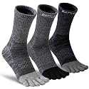 Merino Wool Toe Socks,Hiking Running Crew Socks for Women Men