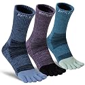 Merino Wool Toe Socks,Hiking Running Crew Socks for Women Men