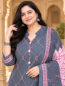 Merira Women Cotton Blend Kurta Patiala Dupatta