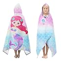 Mermaid Hooded Beach Towel for Girls, Gradient 35x60 in Bath Swim Wrap