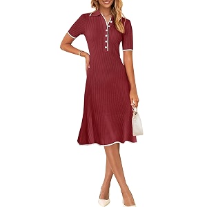 MEROKEETY Womens Summer Ribbed Work V Neck