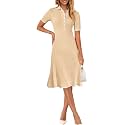 MEROKEETY Womens Summer Ribbed Work V Neck