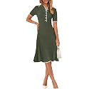 MEROKEETY Womens Summer Ribbed Work V Neck