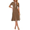 MEROKEETY Womens Summer Ribbed Work V Neck