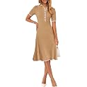 MEROKEETY Womens Summer Ribbed Work V Neck