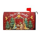 Merry Christmas Mailbox Cover Standard Size Magnetic 21"x18" Christmas Joy to The World Mail box Covers Mailbox Wraps Post Letter Box Cover Xmas Decorative Maibox Wrap Outdoor Decoration for Home