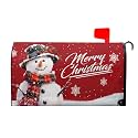 Merry Christmas Mailbox Covers Winter Snowman Mailbox Cover Magnetic Large Size 21x25.5 Inch Christmas Winter Mailbox Cover Magnetic Mailbox Wraps Post Letter Box Cover Holiday Outdoor Decoration