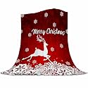 Christmas Blanket Merry Christmas Throw Blanket Red Flannel Fleece Blanket White Snowflake Printed Red White Blanket Soft Plush Blanket for Bedroom Couch Sofa 50"x60"