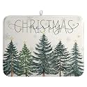 Merry Christmas Trees Dish Drying Mat Winter Forest Large Kitchen Mats Dish Drying Pad Xmas Snow Absorbent Dish Dryer Mat for Kitchen Countertops Microfiber Drainer Pad Dish Drying Mats (18x24 in)