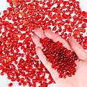 Meschett Colorful Glass Stones, 0.97 LB Fish Tank Gravel, Small Irregular Rainbow Aquarium Gravel for Aquarium Decorations and Turtle Tank, Sea Glass Beads Crystals for Fish Bowl, Vase Filler,Red