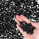 Meschett Colorful Glass Stones, 1 LB Fish Tank Gravel, Small Irregular Rainbow Aquarium Gravel for Aquarium Decorations and Turtle Tank, Sea Glass Beads Crystals for Fish Bowl, Vase Filler,Black