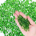 Meschett Colorful Glass Stones, 1 LB Fish Tank Gravel, Small Irregular Rainbow Aquarium Gravel for Aquarium Decorations and Turtle Tank, Sea Glass Beads Crystals for Fish Bowl, Vase Filler,Green