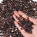 Meschett Colorful Glass Stones, 1 LB Fish Tank Gravel, Small Irregular Rainbow Aquarium Gravel for Aquarium Decorations and Turtle Tank, Sea Glass Beads Crystals for Fish Bowl, Vase Filler,Brown