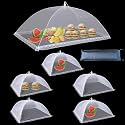 Mesh Food Covers for Outdoors,1 Pack 40"X24" Extra Large Food Net + 5 Pack 17"X17 Large Pop Up Mesh Food Tent Umbrella Food Covers for Outside Picnic Party BBQ Supplies