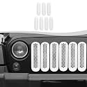 Clip-on Mesh Grill Insert Grille Inserts Cover Fit for 2007-2018 Jeep Wrangler JK JKU(White)