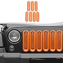 Clip-on Mesh Grill Insert Grille Inserts Cover Fit for 2007-2018 Jeep Wrangler JK JKU(Orange)