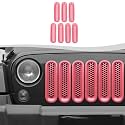 Clip-on Mesh Grill Insert Grille Inserts Cover Fit for 2007-2018 Jeep Wrangler JK JKU(Pink)