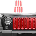 Clip-on Mesh Grill Insert Grille Inserts Cover Fit for 2007-2018 Jeep Wrangler JK JKU(Red)