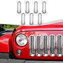 Clip-on Mesh Grill Insert Grille Inserts Cover Fit for 2007-2018 Jeep Wrangler JK JKU(Chrome)