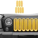 Clip-on Mesh Grill Insert Grille Inserts Cover Fit for 2007-2018 Jeep Wrangler JK JKU(Yellow)