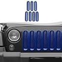 Clip-on Mesh Grill Insert Grille Inserts Cover Fit for 2007-2018 Jeep Wrangler JK JKU(Blue)