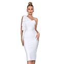 Mesh One Shoulder Bow Bodycon Midi Graduation