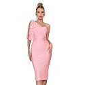 Mesh One Shoulder Bow Bodycon Midi Graduation