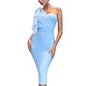 Mesh One Shoulder Bow Bodycon Midi Graduation