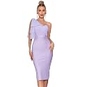 Mesh One Shoulder Bow Bodycon Midi Graduation