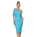 Mesh One Shoulder Bow Bodycon Midi Graduation
