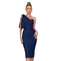 Mesh One Shoulder Bow Bodycon Midi Graduation