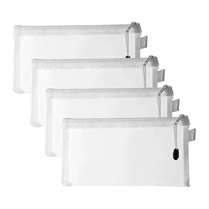 mesh pen case pencil storage pouch plastic zipper bags envelope bag stationery bag office supplies transparent bag student storage bag nylon school supplies waterproof pouch small 4 pieces