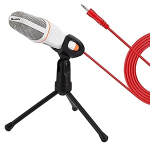 condenser microphone with tripod stand and 35mm aux cable connector for vocal audio recording singing youtube videos gaming model sf-666 - multicolor