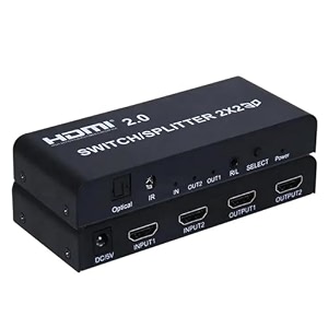 hdmi splitter 2x2 hdmi20 switch splitter2 in 2 out hdmi switcher with spdif audio 35mm selector support hd 4k 3d 1080p black hdmi splitter 2x2 3d