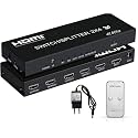 HDMI Splitter, 4K@60Hz HDMI Switch/Splitter 2 in 4 Out with Remote, 2x4 HDMI Splitter Switcher 4K with SPDIF & 3.5mm Audio, Support 4K,3D,1080p,HDCP2.2,HDR 10 (Black) (HDMI SPLITTER 2X4 3D)