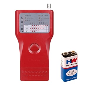 multi-functional 5-in-1 network remote lan cable tester rj45  rj11  usb  1394  bnc phone line cheacker finder dedector with 9v battery red