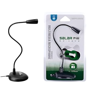 m3 aux mic plug and play stereo 35mm 360 adjustable abs base flexible professional noise cancelling meeting microphone omnidirectional for recording singing broadcast wide stand black